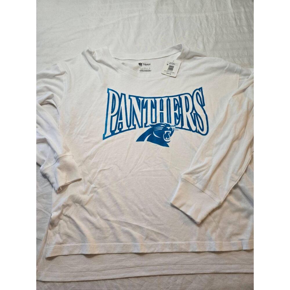 NFL TEAM APPAREL Carolina Panthers Long Sleeve Shirt Women's L White NWT